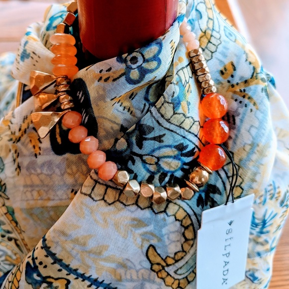 Silpada brass/ stone stretch bracelet New - Picture 2 of 2